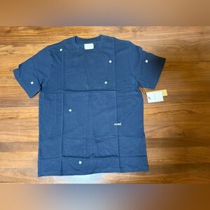 Aime Leon Dore Floral Embroidered Flowers Tee Navy Blazer Size Medium T-Shirt